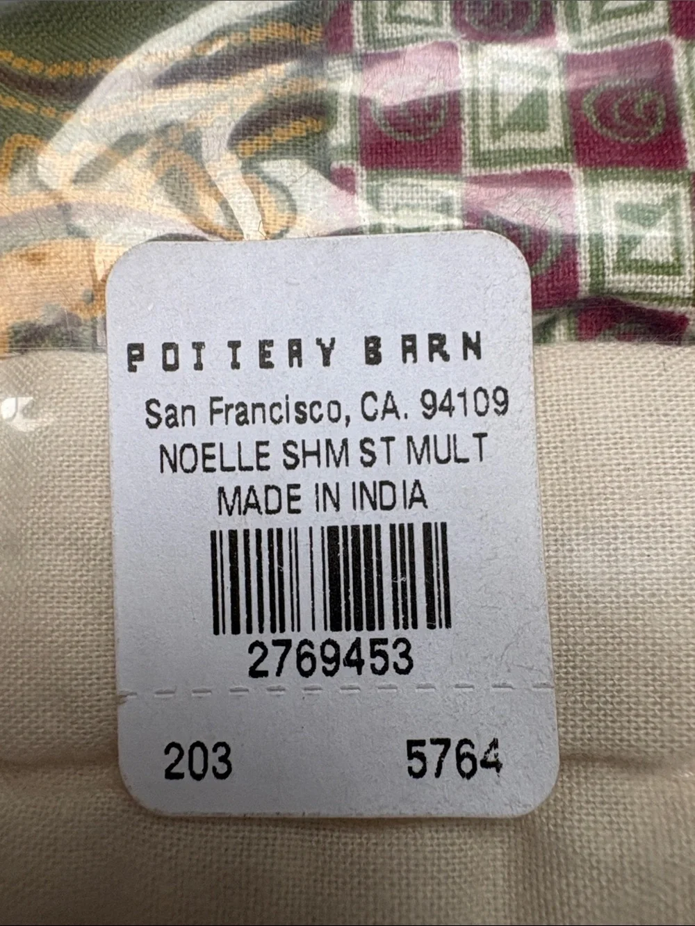 Pottery Barn Noelle Patchwork Sham — Green, Red & Cream